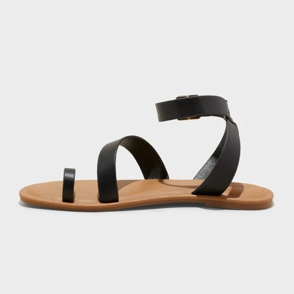 Women's Sol Toe Loop Ankle Strap Sandals with Memory Foam Insole - Universal Thread™ : Open Toe, Textured Outsole - Image 2