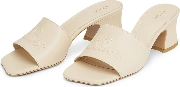 Women's Soleil Leather 55MM Heeled Mules - Sweet Beige - Size 5 - Image 2