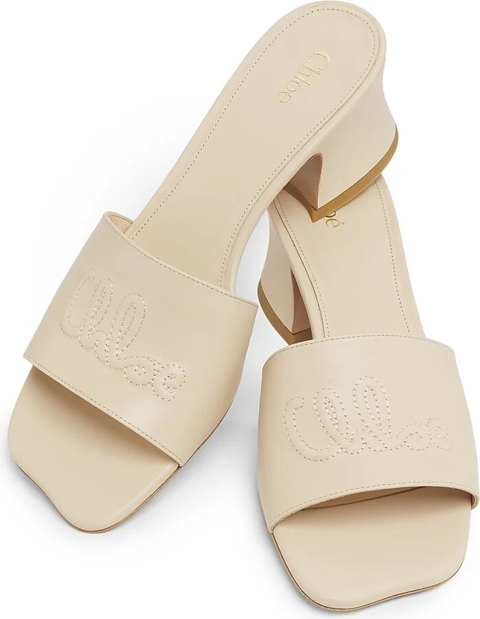 Women's Soleil Leather 55MM Heeled Mules - Sweet Beige - Size 5 - Image 6