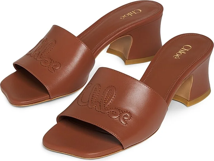 Women's Soleil Leather 55MM Heeled Mules - Sweet Beige - Size 5 - Image 7