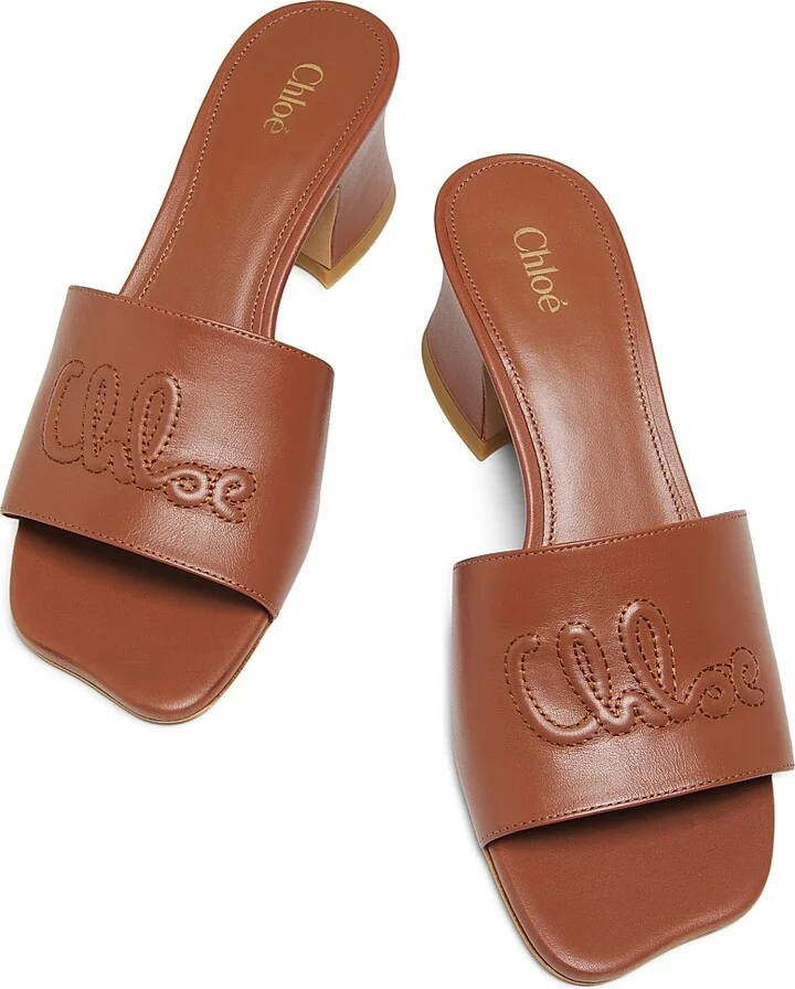 Women's Soleil Leather 55MM Heeled Mules - Sweet Beige - Size 5 - Image 9
