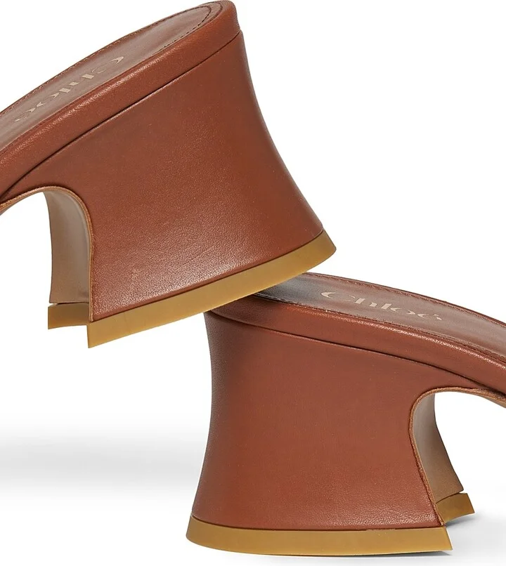 Women's Soleil Leather 55MM Heeled Mules - Sweet Beige - Size 5 - Image 10