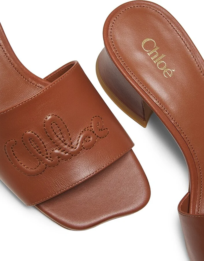 Women's Soleil Leather 55MM Heeled Mules - Sweet Beige - Size 5 - Image 11