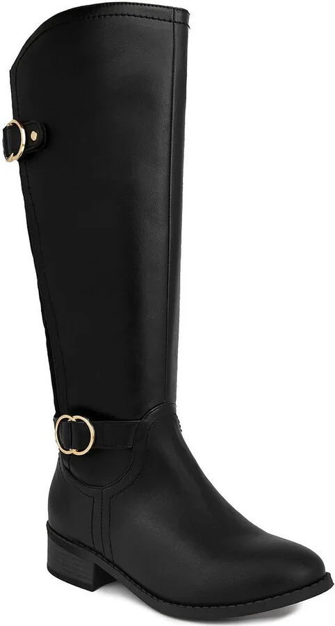 Womens Solid Faux Leather Knee-High Boots
