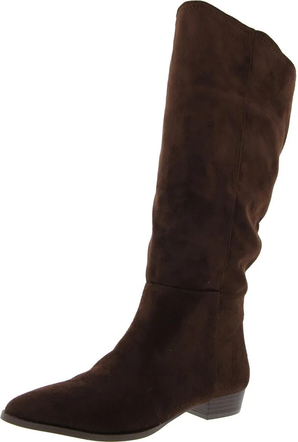 Womens Solid Faux Suede Knee-High Boots