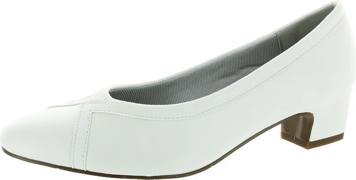 Womens Solid Leather Block Heels