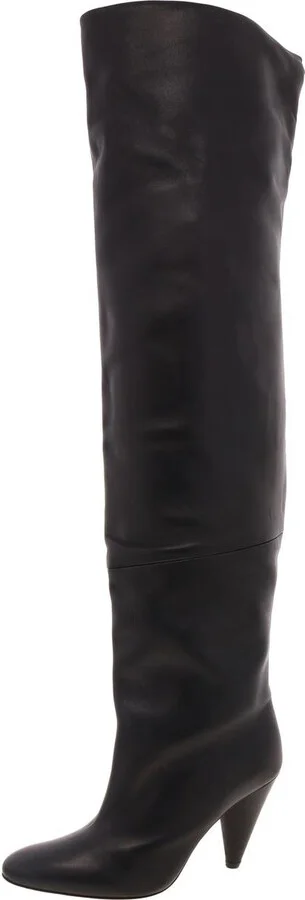 Womens Solid Leather Over-The-Knee Boots