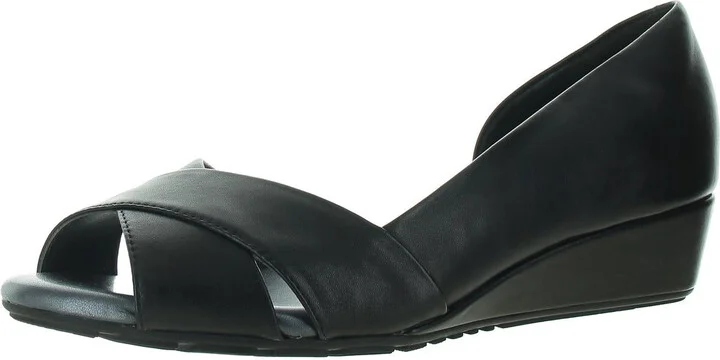 Womens Solid Leather Wedge Heels