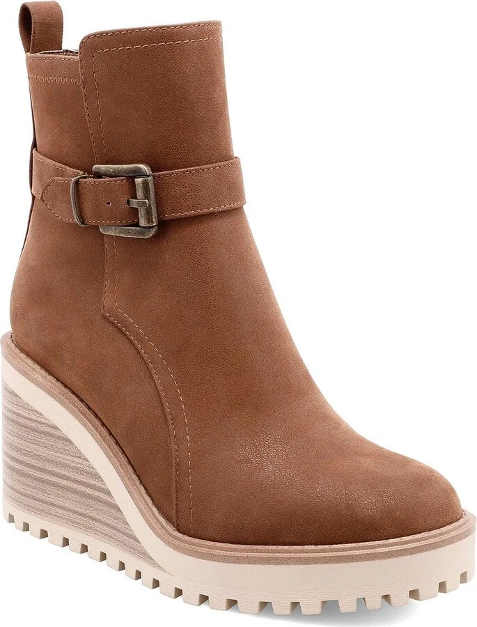 Womens Solid Man Made Wedge Boots
