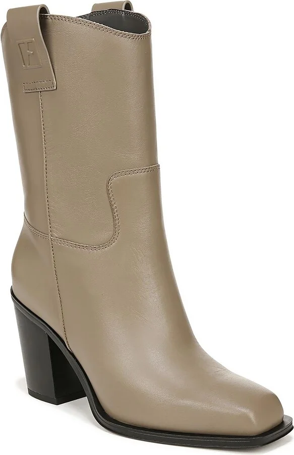 Womens Solid Square Toe Mid-Calf Boots