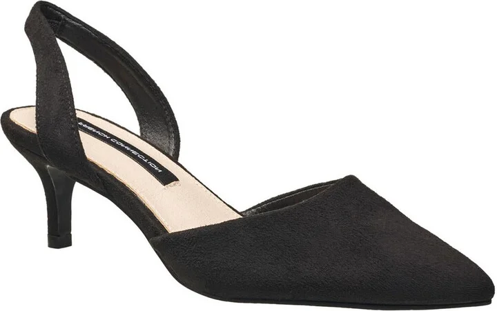 Womens Solid Vegan Suede Slingback Heels