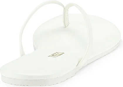Women's Solids Leather Flip Flops - White - Size 5 - Image 3