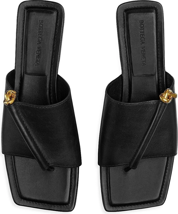 Women's Solstice Knot Leather Flat Sandals - Black - Size 6 - Image 4