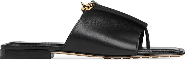 Women's Solstice Knot Leather Flat Sandals - Black - Size 6