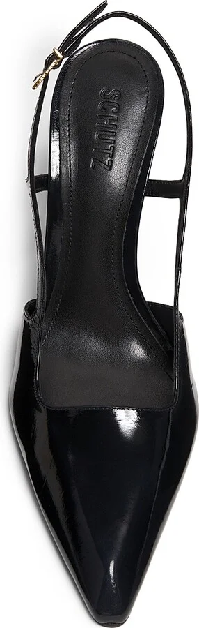 Women's Sophia 100MM Patent Leather Slingback Pumps - Black - Size 6.5 - Image 4