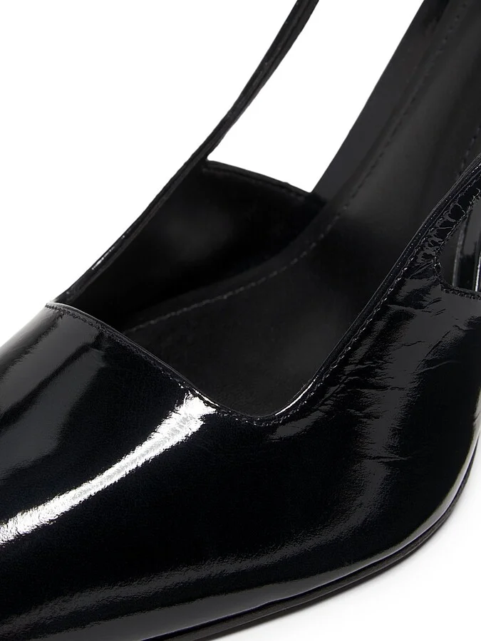 Women's Sophia 100MM Patent Leather Slingback Pumps - Black - Size 6.5 - Image 5