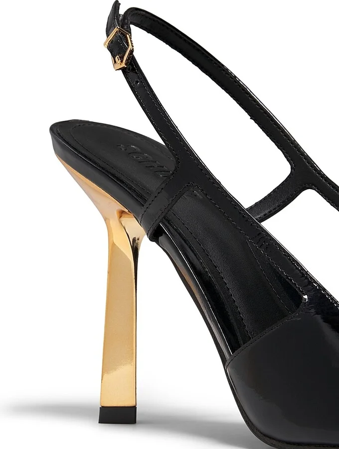 Women's Sophia 100MM Patent Leather Slingback Pumps - Black - Size 6.5 - Image 6