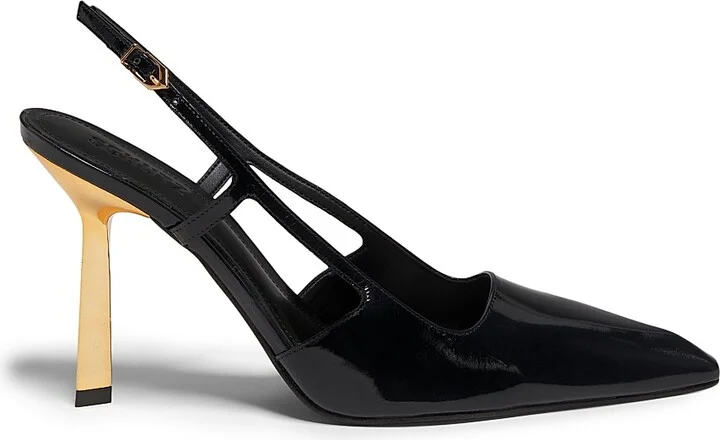 Women's Sophia 100MM Patent Leather Slingback Pumps - Black - Size 6.5