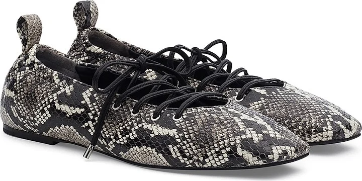Women's Sophia Snakeskin-Printed Leather Ballet Flats - White - Size 5 - Image 2