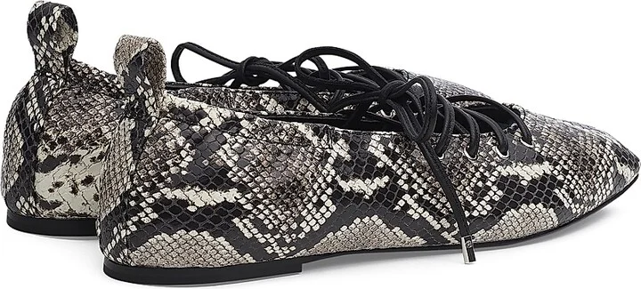 Women's Sophia Snakeskin-Printed Leather Ballet Flats - White - Size 5 - Image 3