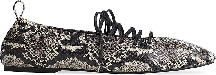 Women's Sophia Snakeskin-Printed Leather Ballet Flats - White - Size 5