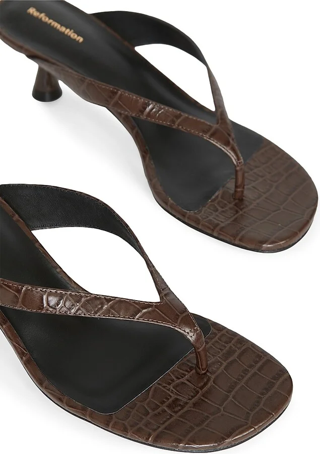 Women's Sophie 50MM Leather Heeled Sandals - Brown - Size 5.5 - Image 4