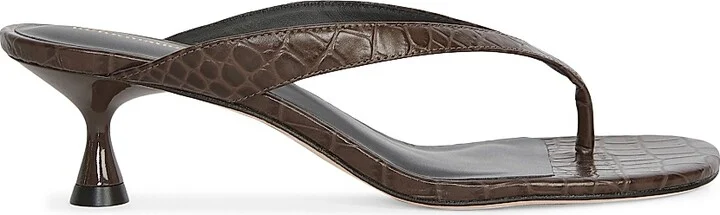 Women's Sophie 50MM Leather Heeled Sandals - Brown - Size 5.5