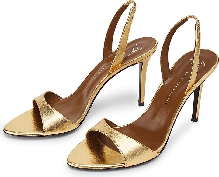 Women's Sophie 90MM Metallic Leather Slingback Sandals - Gold - Size 5 - Image 2