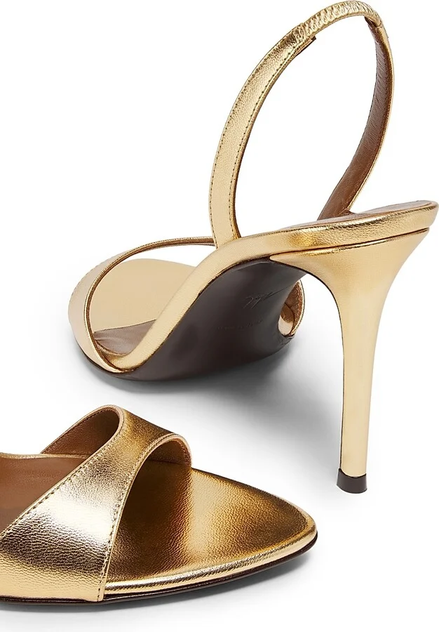 Women's Sophie 90MM Metallic Leather Slingback Sandals - Gold - Size 5 - Image 3