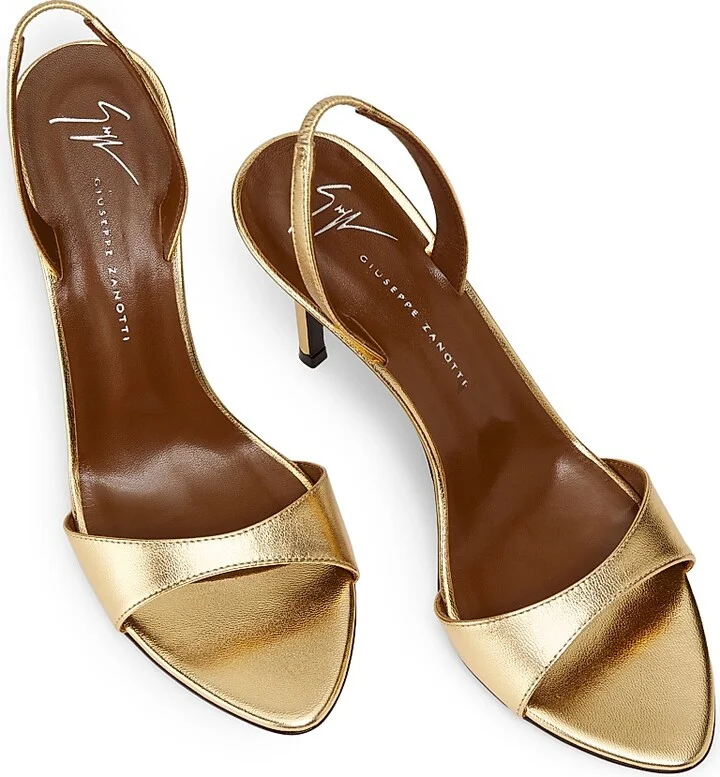 Women's Sophie 90MM Metallic Leather Slingback Sandals - Gold - Size 5 - Image 4
