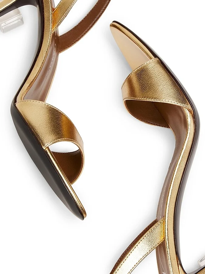 Women's Sophie 90MM Metallic Leather Slingback Sandals - Gold - Size 5 - Image 6
