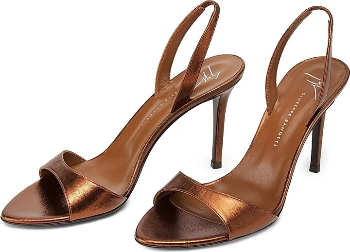 Women's Sophie 90MM Metallic Leather Slingback Sandals - Gold - Size 5 - Image 7