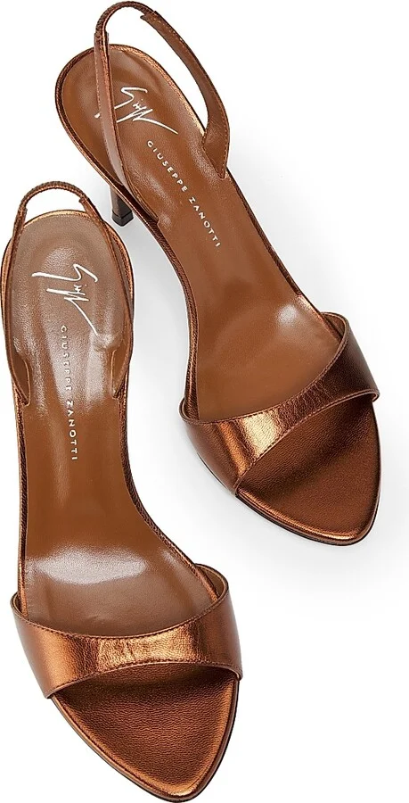 Women's Sophie 90MM Metallic Leather Slingback Sandals - Gold - Size 5 - Image 9