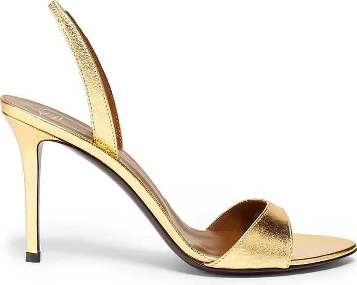 Women's Sophie 90MM Metallic Leather Slingback Sandals - Gold - Size 5