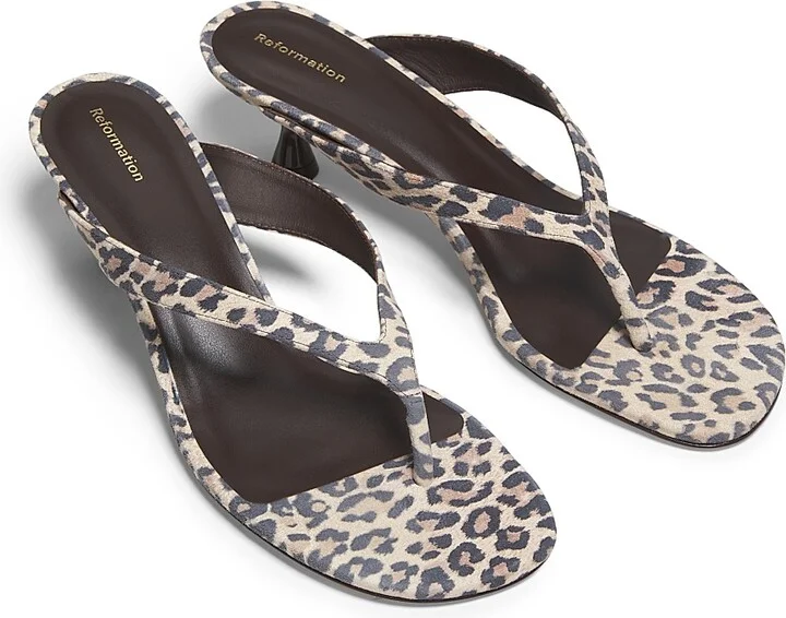 Women's Sophie Leopard 50MM Suede Heeled Sandals - Leopard - Size 6.5 - Image 4