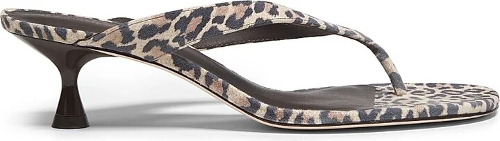 Women's Sophie Leopard 50MM Suede Heeled Sandals - Leopard - Size 6.5