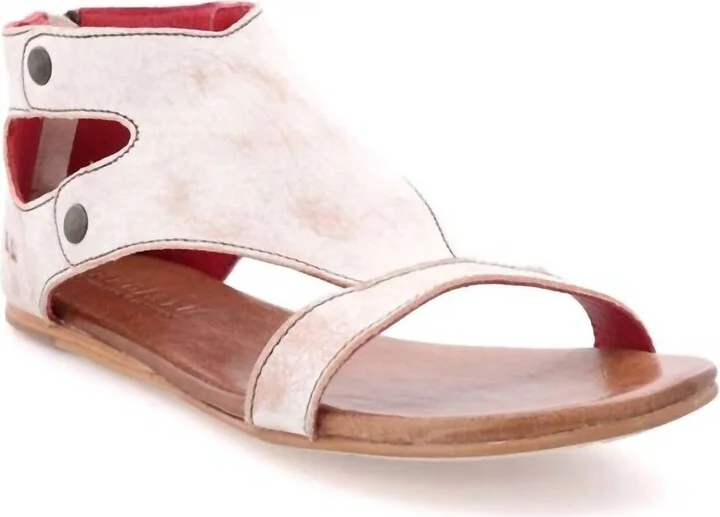 Women's Soto Leather T-Strap Flat Sandals In Nectar Lux