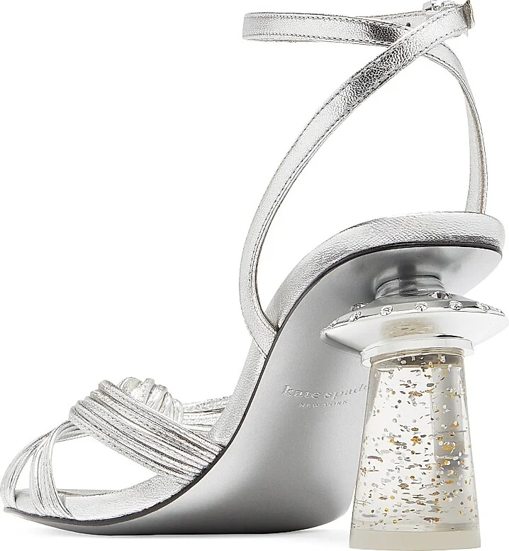 Women's Spaced Out Spaceship 80MM Leather Sandals - Silver - Size 5 - Image 3