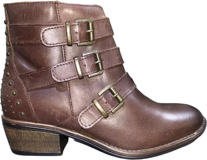 Women's Sparta Moto Boots In Brown Leather