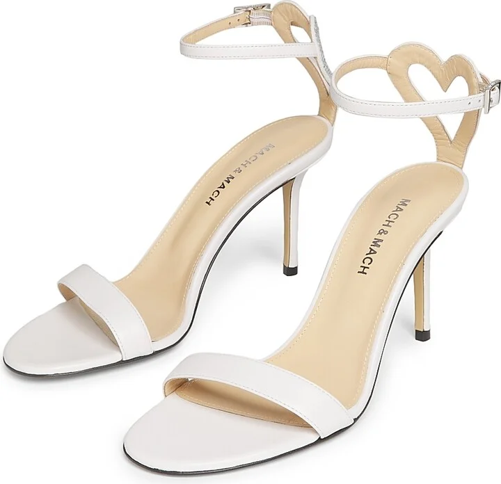 Women's Special Heart Leather Sandals - White - Size 6 - Image 2