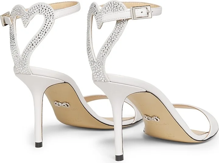 Women's Special Heart Leather Sandals - White - Size 6 - Image 3