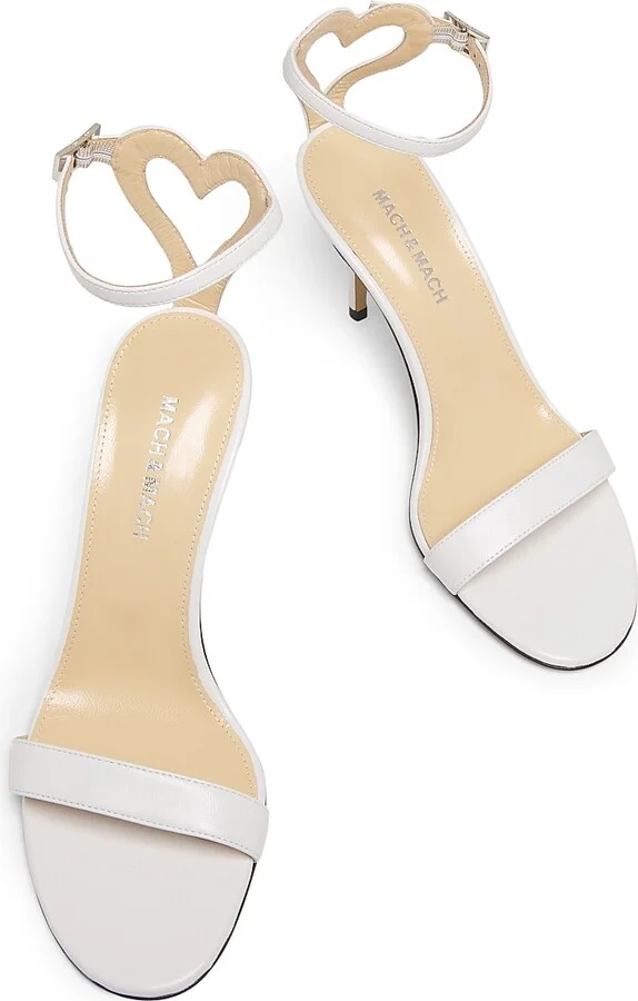 Women's Special Heart Leather Sandals - White - Size 6 - Image 4