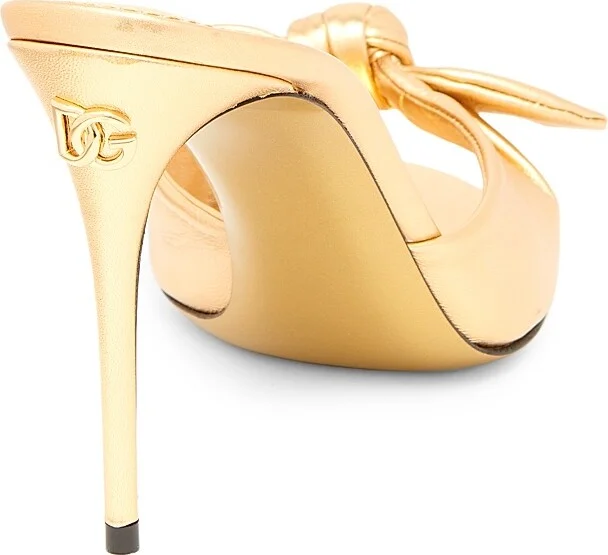 Women's Special Opportunities Bow Leather Stiletto-Heel Sandals - Oro - Size 5 - Image 3