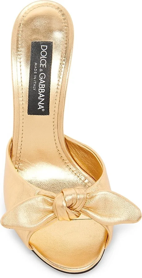 Women's Special Opportunities Bow Leather Stiletto-Heel Sandals - Oro - Size 5 - Image 4
