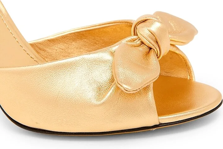 Women's Special Opportunities Bow Leather Stiletto-Heel Sandals - Oro - Size 5 - Image 5
