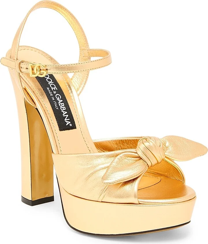 Women's Special Opportunities Metallic Leather Platform Sandals - Oro - Size 5 - Image 2