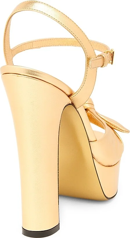 Women's Special Opportunities Metallic Leather Platform Sandals - Oro - Size 5 - Image 3