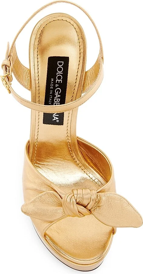 Women's Special Opportunities Metallic Leather Platform Sandals - Oro - Size 5 - Image 4