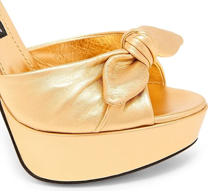 Women's Special Opportunities Metallic Leather Platform Sandals - Oro - Size 5 - Image 5