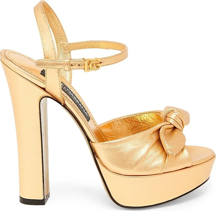 Women's Special Opportunities Metallic Leather Platform Sandals - Oro - Size 5